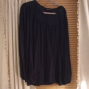 Lane Bryant Dark Blue Long Sleeve Blouse